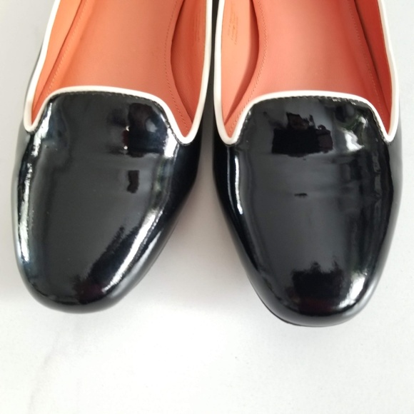VIA SPIGA EDINA Flats Loafers Black White Patent - Picture 7 of 12